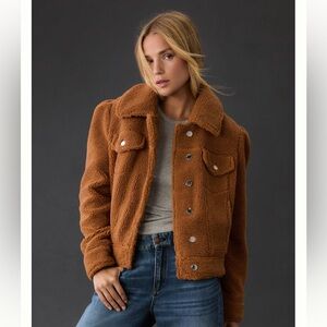 Anthropologie Avec Les Filles Retrofete Teddy Brie Sherpa Trucker Jacket XXS